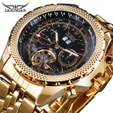 Jaragar Aviator Serie Zilver Rvs Toubillion Ontwerp Schaal Dial Heren Horloges Top Brand Luxe Automatische Horloge Klok