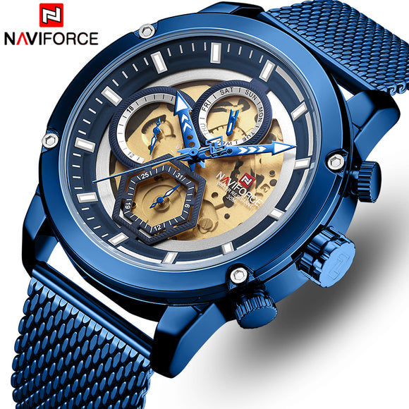 NAVIFORCE Mens Watch Top Merk Luxe Mode Quartz Mannen Horloges Waterdichte Sport Stalen Militaire Polshorloge Relogio Masculino