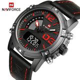 Top Luxe Merk  NAVIFORCE Analoge Led Horloges Mannen Lederen Quartz Klok mannen Militaire Sport Waterdicht Polshorloge Relogio Masculino