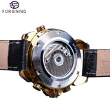 Forsining Brand Tourbillon Mens Mechanische Horloge Golden Moon Phase Automatische Datum Lederen Band Mannelijke Jurk Klok Relojes