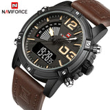 Top Luxe Merk  NAVIFORCE Analoge Led Horloges Mannen Lederen Quartz Klok mannen Militaire Sport Waterdicht Polshorloge Relogio Masculino