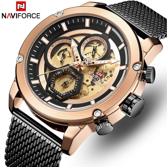 Top NAVIFORCE Heren Horloge Merk Luxe Mode Quartz Mannen Horloges Waterdichte Sport Stalen Militaire Polshorloge Relogio Masculino