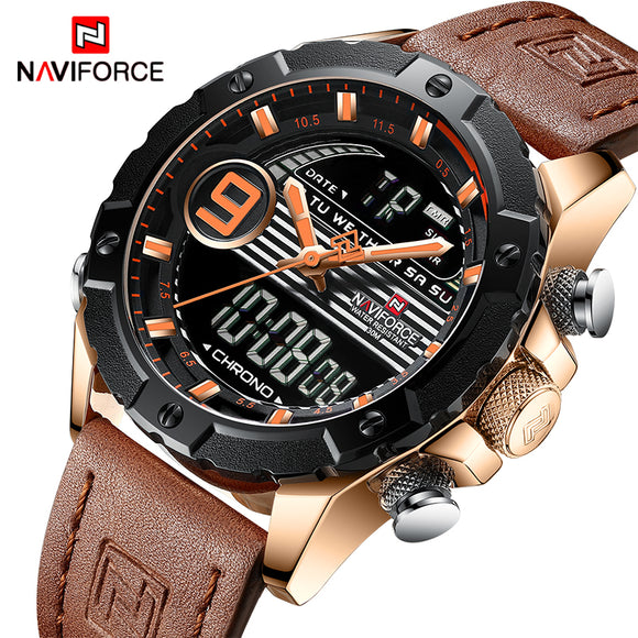 NAVIFORCE Heren Horloges Top Luxe Merk Mannen Mode Toevallige Quartz LED Digitale Horloge Mannelijke Militaire Waterdichte Sport Klok