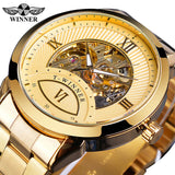 Winnaar 2019 Mens Automatische Horloge Mechanische Lichtgevende Hand Skeleton Business Zwart Roestvrij Stalen Band Horloges Relogio Masculino