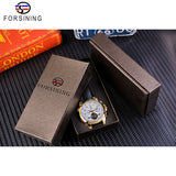 Forsining Brand Tourbillon Mens Mechanische Horloge Golden Moon Phase Automatische Datum Lederen Band Mannelijke Jurk Klok Relojes