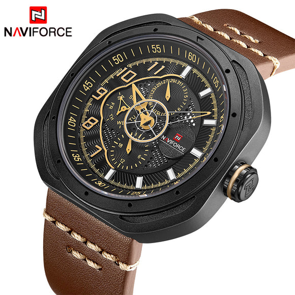 2018 Top Merk Luxe NAVIFORCE Horloge Mannen Mode Sport Quartz Horloges mannen Lederen Waterdichte Hand Klok Relogio Masculino