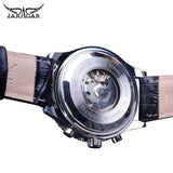 Jaragar AVIGATOR Serie Zwart Lederen Riem 3 Dial Mode Mannen Militaire Automatische Mechanische Horloge Top Merk Luxe