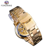 Forsining Fashion Luxe Volledige Gouden Horloges Zwart Rood Handen Skeleton Klok Waterdicht mannen Automatische Horloges Top Merk Luxe