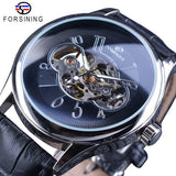 Forsining Skeleton Wit Golden Display Lichtgevende Handen heren Mechanische Horloge Transparant Case Opengewerkte relogio masculino