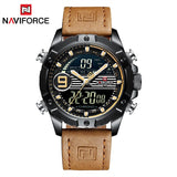 NAVIFORCE Luxe Merk mannen Lederen Waterdichte Quartz Horloge Mannen Militaire Sport Datum LED Horloges Mannelijke Klok Relogio Masculino