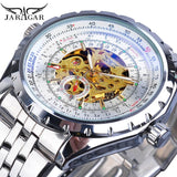 Jaragar Mannen Horloges Automatische 2019 Zilver Wit Mannelijke Stalen Band Self-Wind Mechanische Horloge Analoge Sport Militaire Horloge