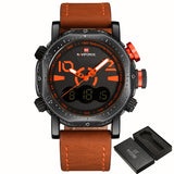 Horloges mannen top luxe merk  NAVIFORCE waterdichte digitale quartz klok mannelijke mode lederen sport polshorloge relogio masculino