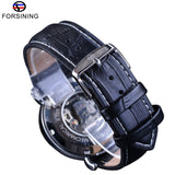 Forsining Casual Cruise Serie Lederen Militaire Skelet Automatische Polshorloge Topmerk Luxe Skelet Sport Horloges