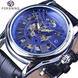 Forsining Officiële Exclusieve Verkoop Zwart Lederen Fashion Romeinse Nummer Ontwerp mannen Automatic Skeleton Horloges Golden Dial