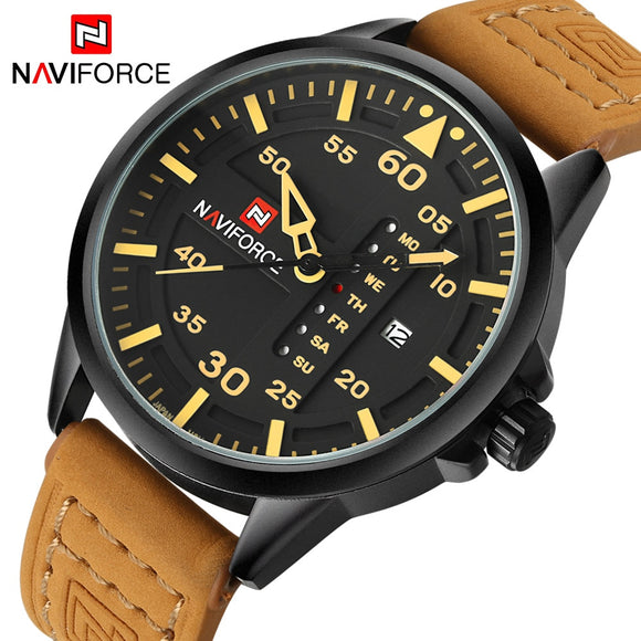 Top Luxe Merk NAVIFORCE Mannen Sport Horloges mannen Quartz Datum Klok Man Lederen Militaire Polshorloge Relogio Masculino