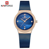 NAVIFORCE Mode Merk Vrouwelijke Quartz Horloge Rvs Mesh Riemen Elegante Dames Horloges Creatieve Luxe Dial Reloj Mujer