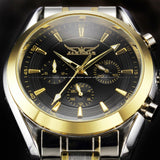 Jaragar Nieuwe Black Golden Case Rvs Multifunctionele Dag Datum 24 Uur Display Horloges Mannen Luxe Merk Automatische Horloge