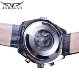 Jaragar Automatic Mens Sport Horloges Pilot Militaire Mechanische Self-Wind Zwarte Lederen Fashion Horloge Mannelijke Relogio Masculino