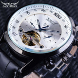 Jaragar Hot Racing Serie Witte Wijzerplaat Volledige Kalender Lichtgevende Handen Mens Automatische Horloges Toubillion Ontwerp Relojes Masculino