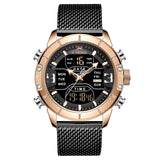 Nieuwe Mannen Mode  NAVIFORCE Dual Display Horloge Heren Militaire Quartz Horloge Rvs Mesh Sport Horloges Analoge Digitale Mannelijke Klok