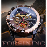 Forsining mannen Horloge 2019 Nieuwe Automatische Echt Bruin Lederen Riem Riem Skelet Waterdichte Sport Mechanische Militaire Horloges