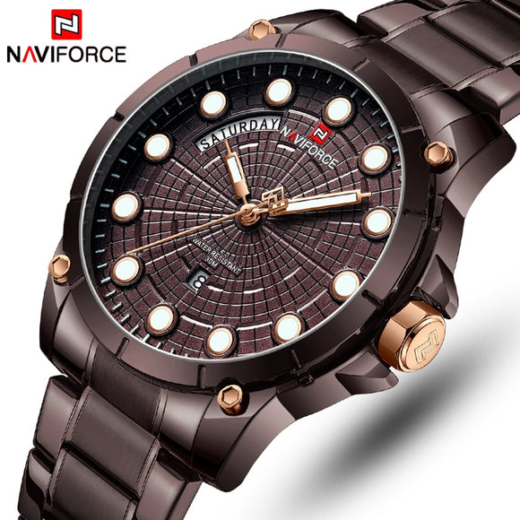 NAVIFORCE Mens Zakelijke Horloges Mode Mannen Luxe Quartz Horloge Datum Display Mannelijke Horloge Waterdicht Klok Relogio Masculino