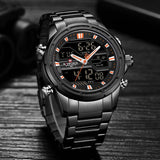 NAVIFORCE Luxe Merk mannen Militaire Sport Horloge Mannen Mode Leger Quartz Horloges Mannelijke Rvs LED Analoge Digitale Klok