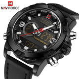 Naviforce luxe merk mannen sport lederen horloges mannen quartz digitale led klok mannelijke militaire polshorloge relogio masculino