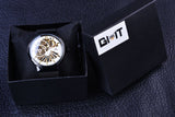 Forsining wit golden dial ultra dunne case mechanische punk zwarte stalen haak gesp mode mannen skelet horloge topmerk luxe