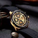 NAVIFORCE Mannen Gold Quartz Horloge mannen Mode Leger Sport Horloges Mannelijke 24 Uur Lederen Waterdichte Klok Relogio Masculino