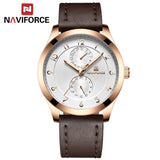 NAVIFORCE Top Merk Luxe Mannen Zakelijke Quartz Horloges Mannen Mode Sport Lederen Horloge Mannelijke 24 Uur Datum Analoge Klok