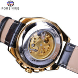 Forsining Fashion Golden Open Werk Klok Mannelijke mannen Automatische Horloges Top Merk Luxe Lichtgevende Handen Zwarte Band