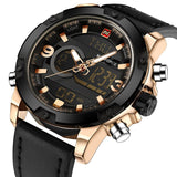 Naviforce luxe merk mannen sport lederen horloges mannen quartz digitale led klok mannelijke militaire polshorloge relogio masculino