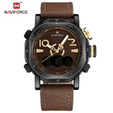 NAVIFORCE Top Merk Mannen Casual Sport Horloges Mens LED Analoge Klok Man Militaire Lederen Waterdicht Polshorloge Relogio Masculino