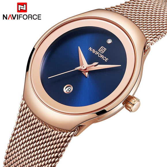 NAVIFORCE Nieuwe Dame Horloge Mode Casual Vrouwelijke Quartz Horloges Roestvrij Stalen Band Waterdicht Jurk Lady Klok Relogio Feminino