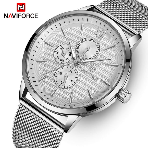 2018 NAVIFORCE Top Merk Luxe Mannen Horloge Business Quartz Horloges heren Rvs Mesh Klok Mannelijke Datum Sport Horloge