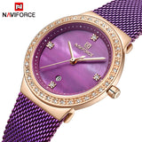 Top Brand NAVIFORCE Mode Vrouwen Quartz Horloge Roestvrij Staal Mesh Jurk Lady Klok Waterdicht Datum Casual Montre Femme