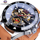 Forsining mannen Horloge 2019 Nieuwe Automatische Echt Bruin Lederen Riem Riem Skelet Waterdichte Sport Mechanische Militaire Horloges