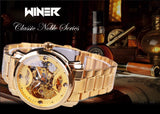 Winnaar 2016 Klassieke Transparante Ontwerp Herenhorloge Topmerk Luxe Automatische Skelet Mannelijke Polshorloge Klok Mannen Gouden Horloge