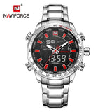 2018 Mannen Horloges NAVIFORCE Luxe Brand Militaire Sport Horloge Mannen Vol Staal Quartz Digitale Analoge Klok Relogio Masculino