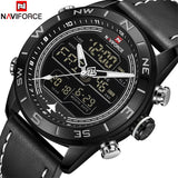 2018 Mannen Horloges NAVIFORCE Top Luxe Merk Lederen Quartz Horloge Mannen Mode Dual Display Sport Digitale Klok Relogio Masculino