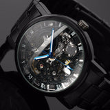 Winnaar Transparant Steampunk Montre Homme Zwarte Retro Casual Heren Horloges Top Brand Luxe Volledige Steel Skeleton Mechanische Horloge