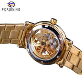 Forsining Fashion Luxe Volledige Gouden Horloges Zwart Rood Handen Skeleton Klok Waterdicht mannen Automatische Horloges Top Merk Luxe