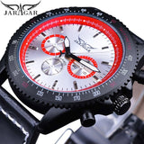 Jaragar Mechanische Mens Automatische Horloge Red Racing Sport Datum Horloges Lederen Band Horloges Mannelijke Relogio Homme Saati