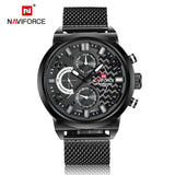 NAVIFORCE Merk Mannen Fashion Sport Quartz Horloges heren Rvs Waterdicht Militaire Horloges Mannelijke 24 Uur Datum Klok