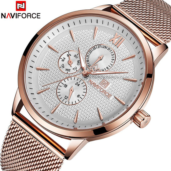 Nieuwe NAVIFORCE Mannen Kijken Topmerk Luxe mannen Rose Gold Quartz Horloges Mannelijke 24 Uur Lichtgevende Datum Klok relogio Masculino