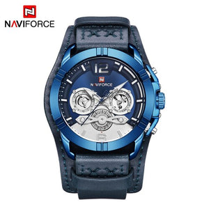 NAVIFORCE Nieuwe Mannen Quartz Horloge Creative Dial Datum Fashion Horloges Militaire Leer Waterdicht Mannelijke Klok Relogio Masculino