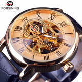 Forsining Romeinse Retro Serie 3D Logo Designer Dial Heren Horloges Topmerk Luxe Mechanische Mannelijk Skelet Polshorloge Klok Mannen