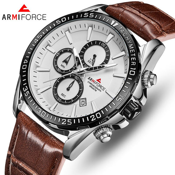 Top Merk ARMIFORCE Mannen Horloges Lederen Sport Horloges Quartz heren Horloge Mannelijke Datum Waterdicht mens Klok Relogio Masculino