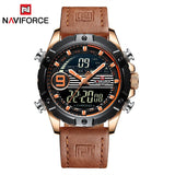 NAVIFORCE Luxe Merk Mannen Militaire Sport Horloge Mannen Lederen Quartz Horloges Waterdichte LED Digitale Mannelijke Klok Relogio Masculino